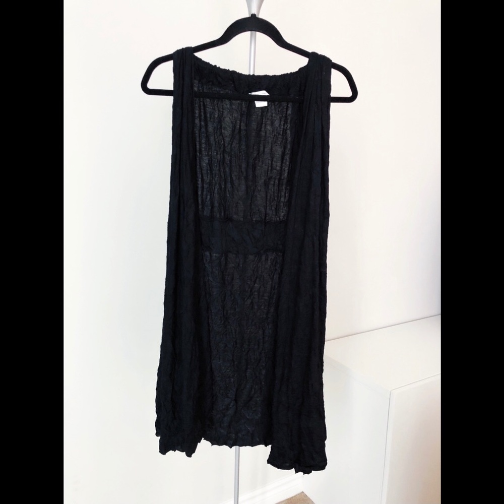 NWOT Alison Sheri Black Sleeveless Long Cardigan